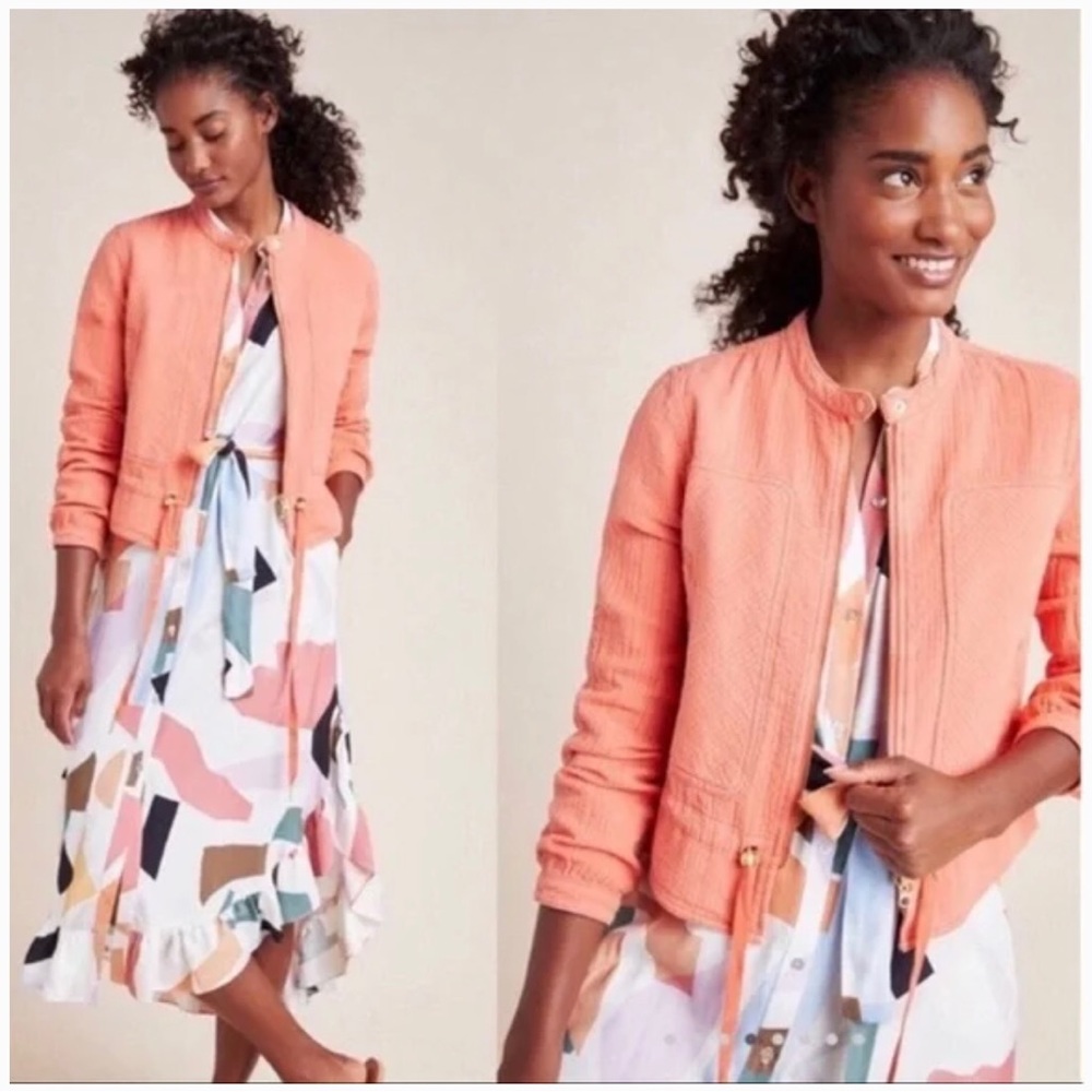 Anthropologie Joyce Textured Moto Cotton Jacket size xs